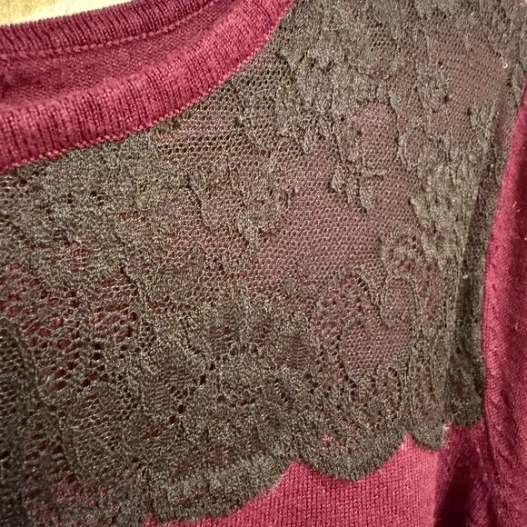 Women's Lane Bryant Burgundy & Black Lace Jumper Sweater XL 14/16 EUC - Picture 4 of 4